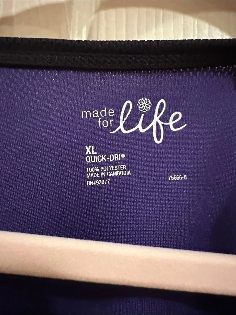 made for life Purple V-Neck Athletic Short Sleeve Top with Black Trim - Picture 2 of 2